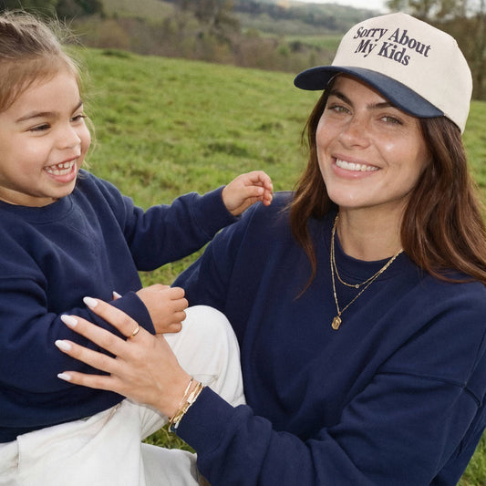 C.C SORRY ABOUT MY KIDS Letter Two Tone Trucker Hat