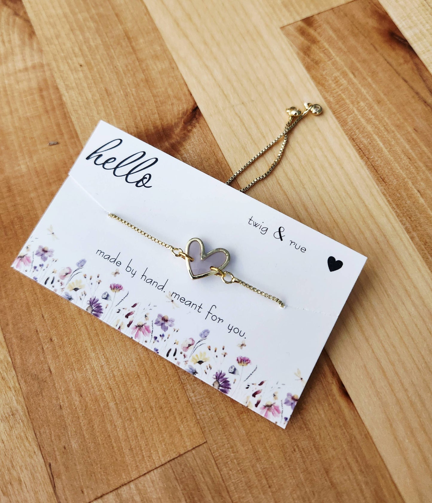 Gold Heart Slider Bracelet- 18k gold plated