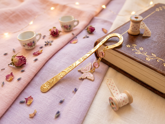 Butterfly Metal Hook Bookmark With Gems