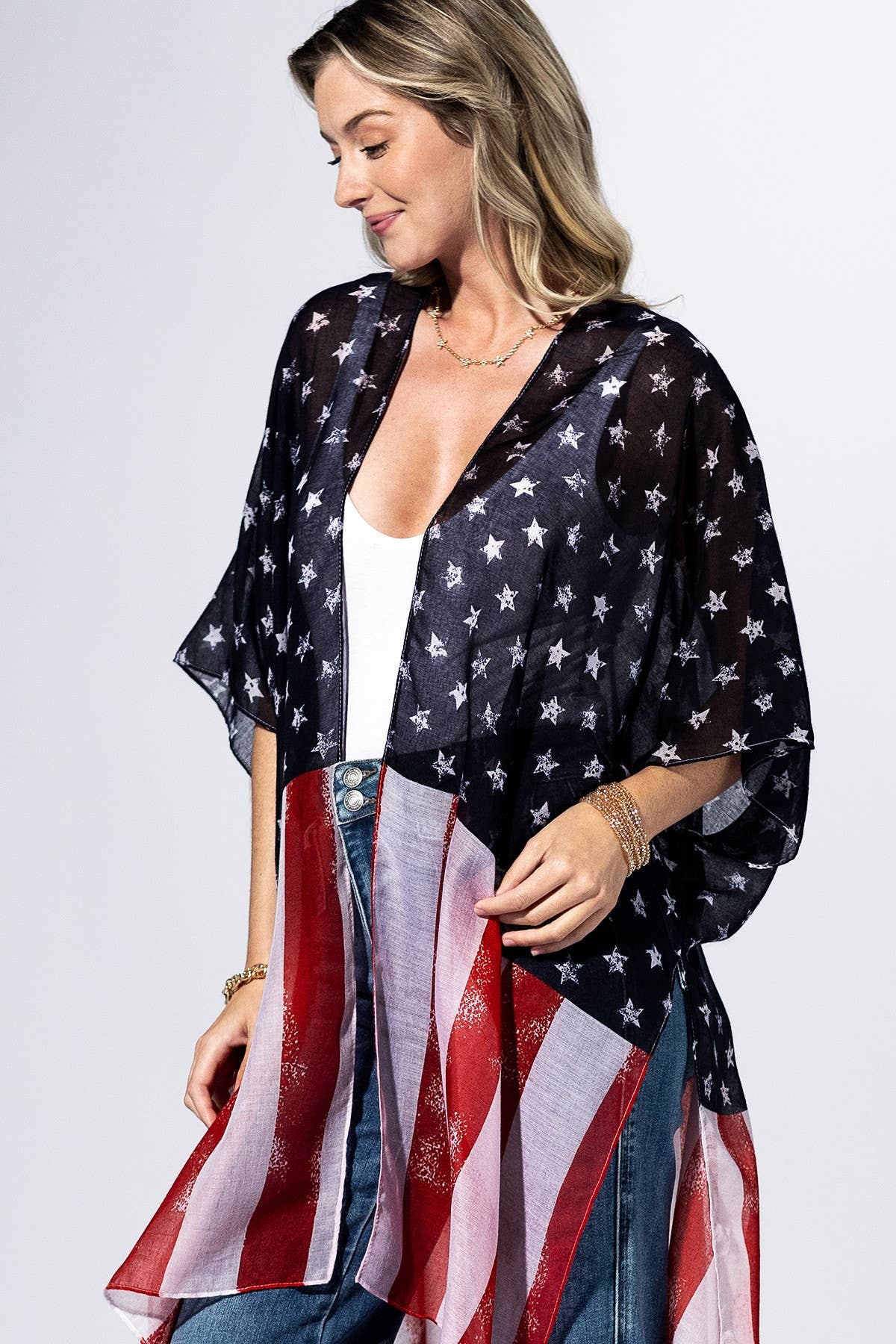 Navy Flag Stars & Stripes Kimono