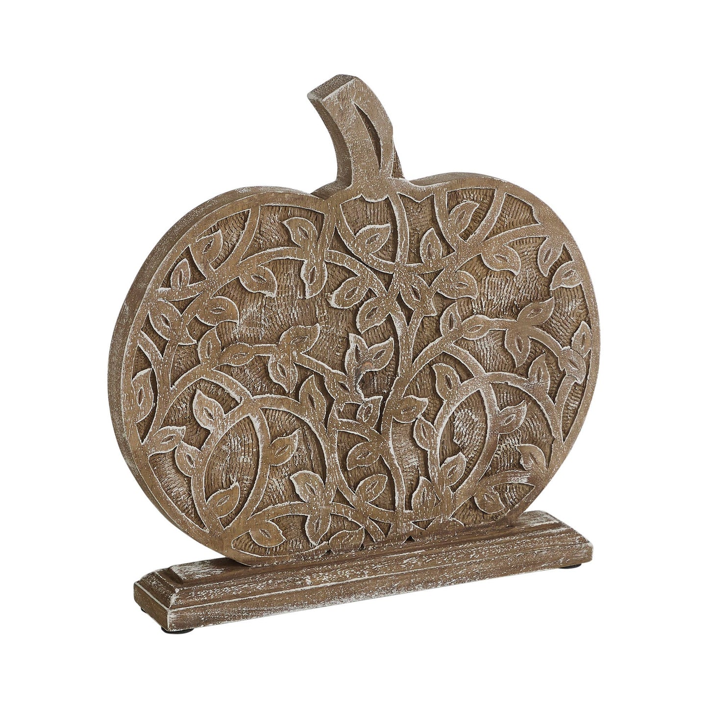 Harvest Vine Carved Wooden Pumpkin Tabletop Sign 11x12 Fall