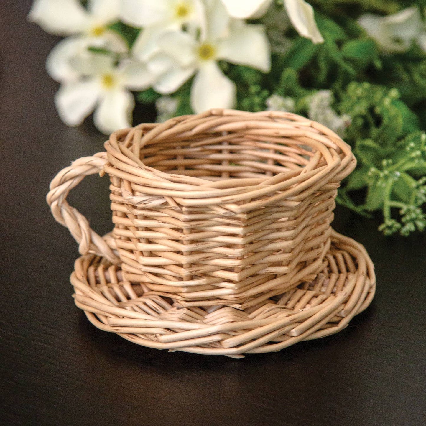 Natural Willow Coffee Cup & Saucer Basket - 4.5" x 2.5"