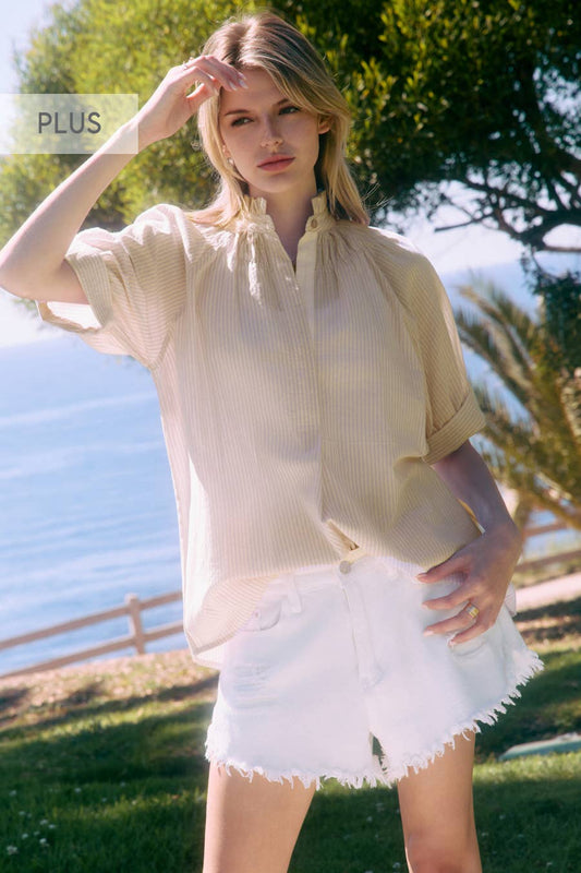 Plus Half-sleeve Blouse