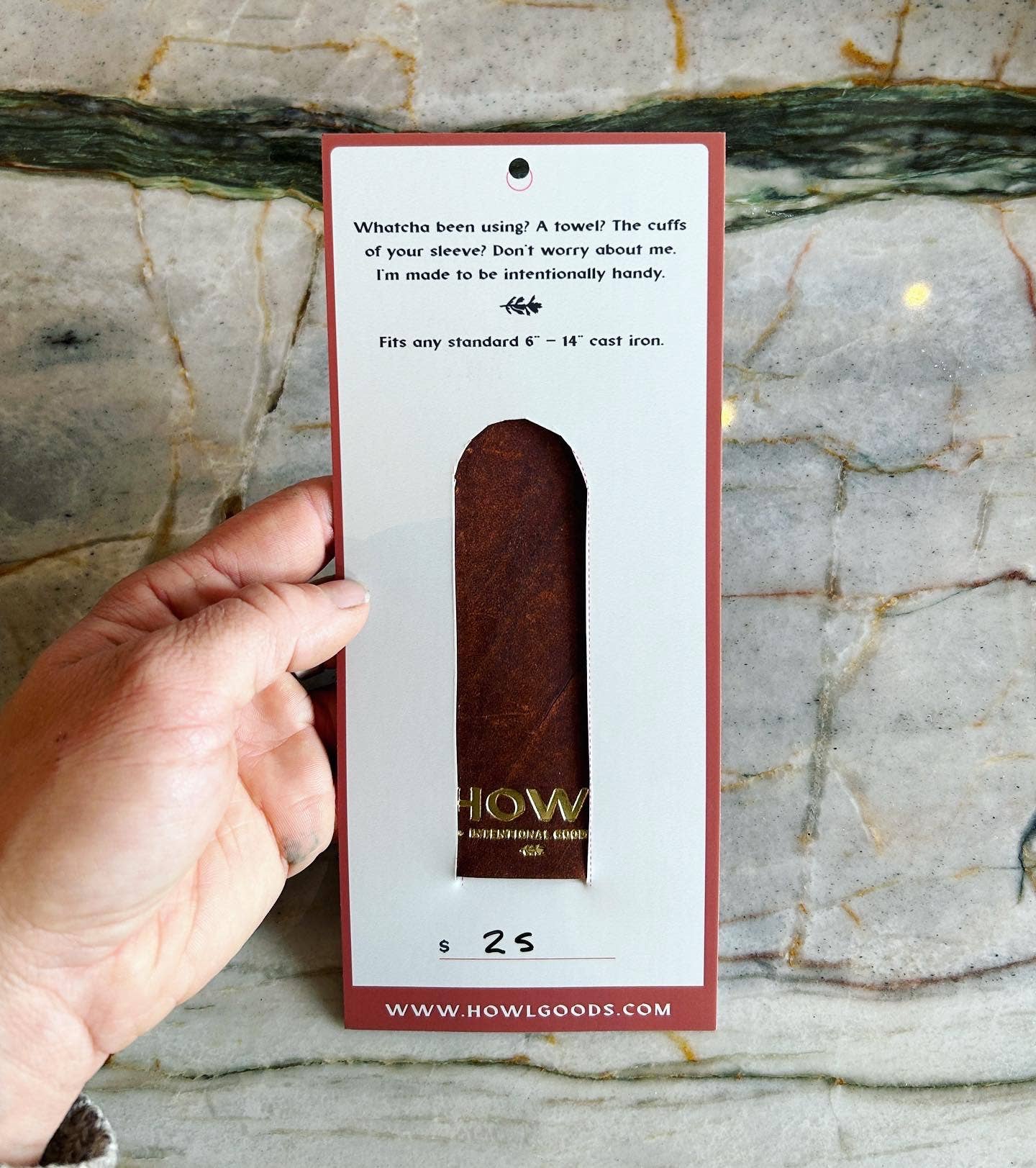 Panhandler Cast Iron Handles: Chestnut Leather