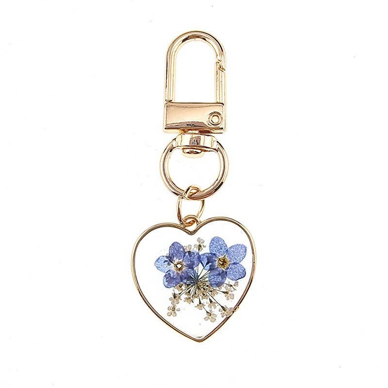 BAG CHARM-PRESSED DRIED FLOWER HEART ROUND |
