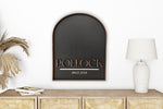 Custom Family Name Sign - Wood Arch Sign With Leather Border