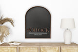 Custom Family Name Sign - Wood Arch Sign With Leather Border