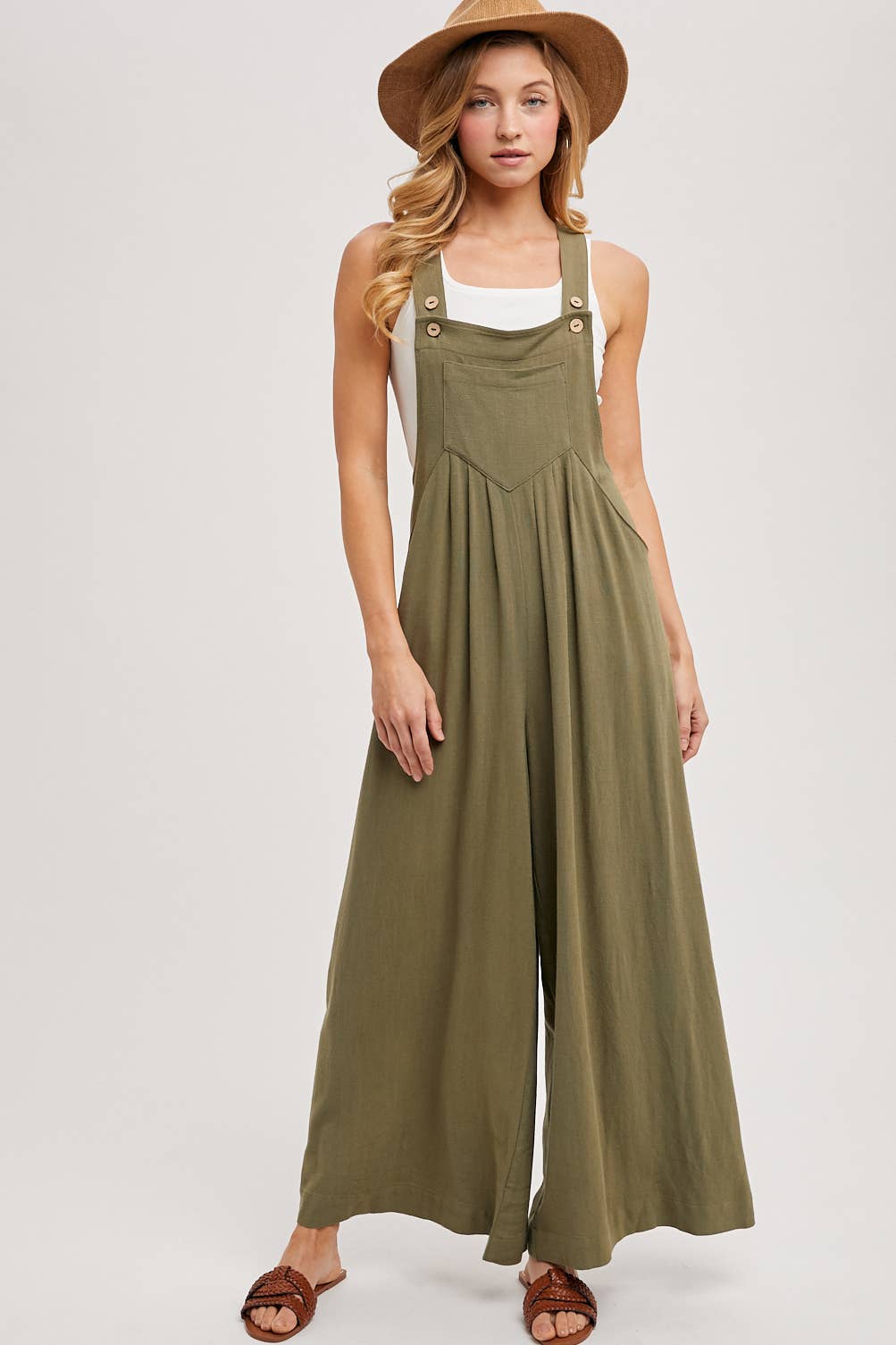 FLOWY WIDE LEG OVERALL JUMPSUIT