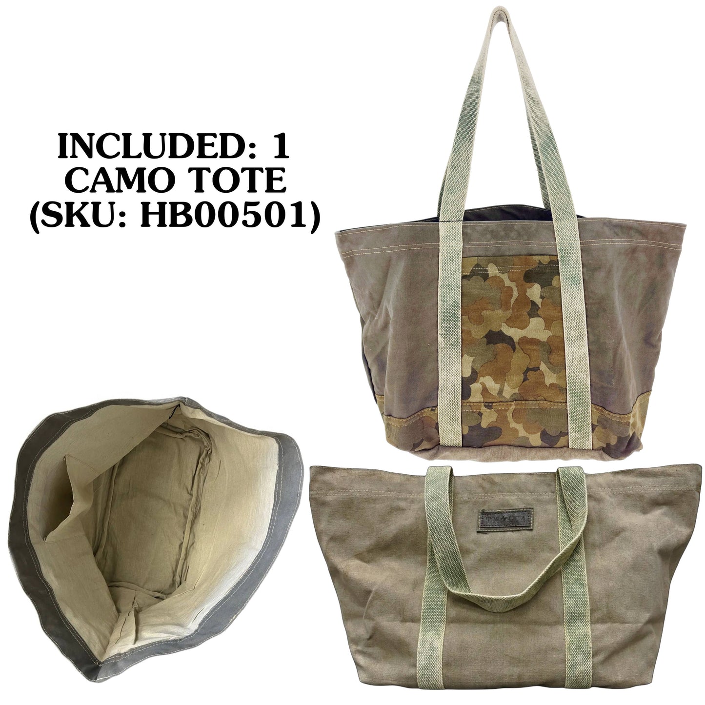 Large Recycled Tent Tote with Camouflage