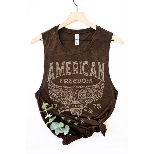 AMERICAN FREEDOM EAGLE MINERAL GRAPHIC TANK TOP