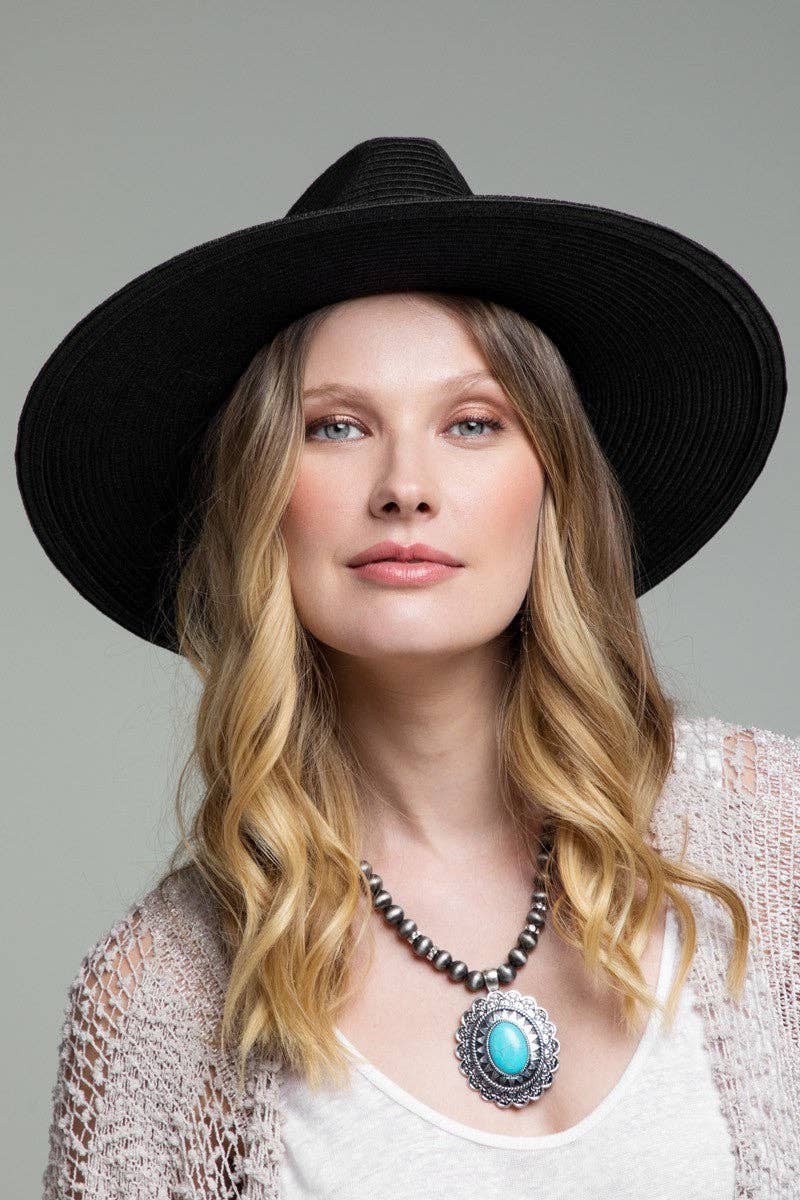 Duo-Tone Panama Hat with Wood Beads