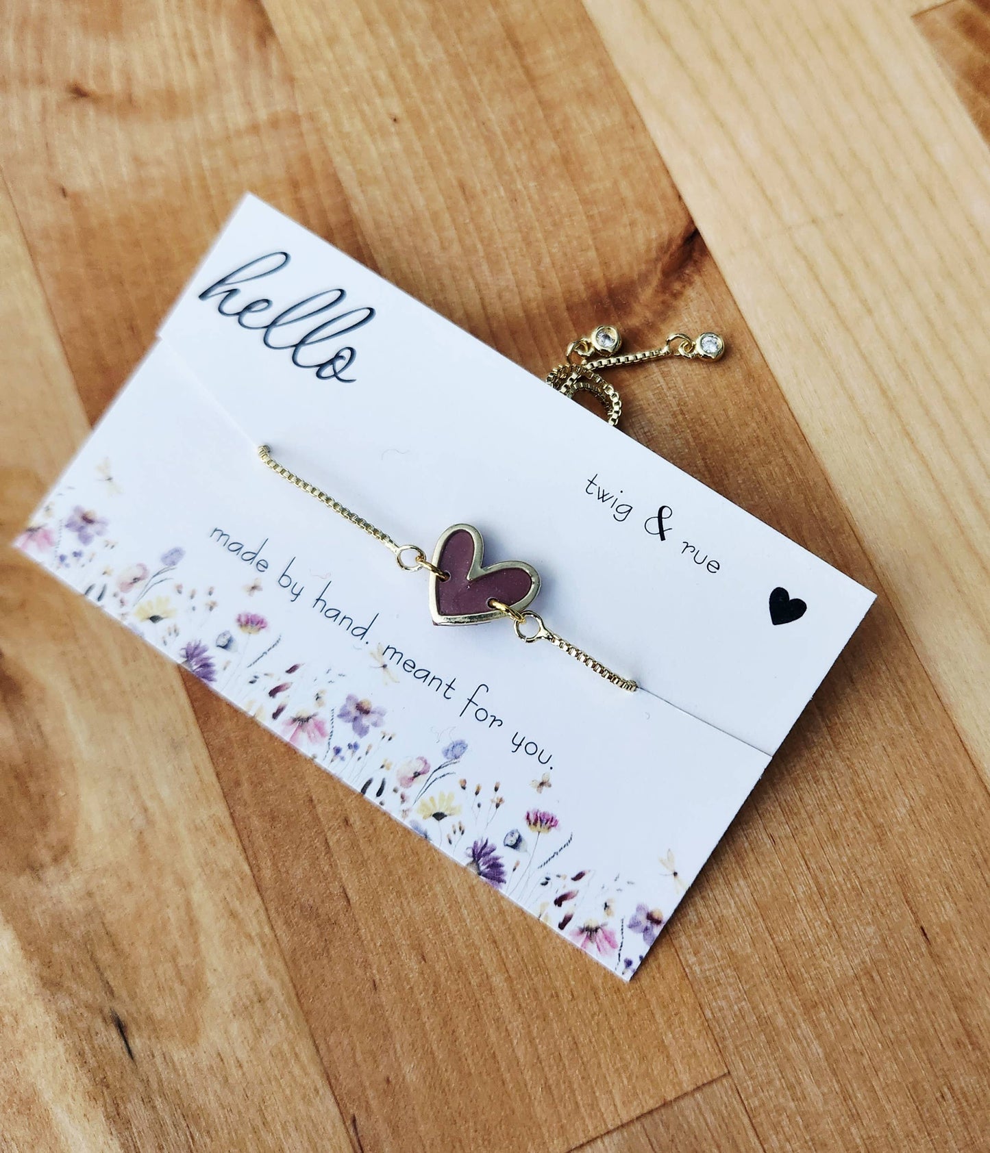 Gold Heart Slider Bracelet- 18k gold plated