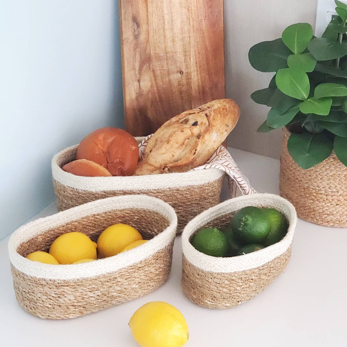Handwoven Wicker Storage Basket • Savar Oval Bowl - Set of 3