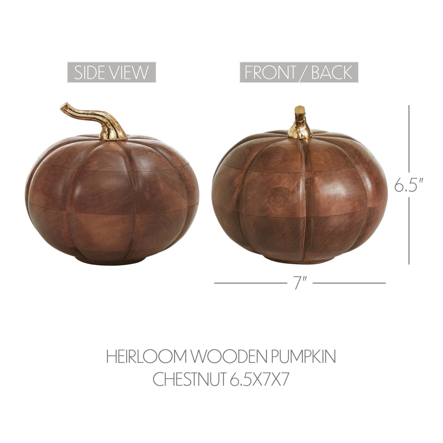 Chestnut Mango Wood Pumpkin 7" Rustic Farmhouse Fall Decor