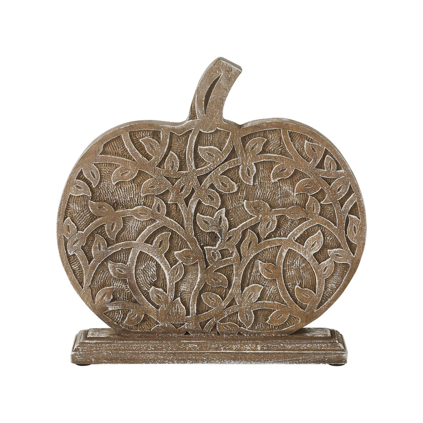 Harvest Vine Carved Wooden Pumpkin Tabletop Sign 11x12 Fall