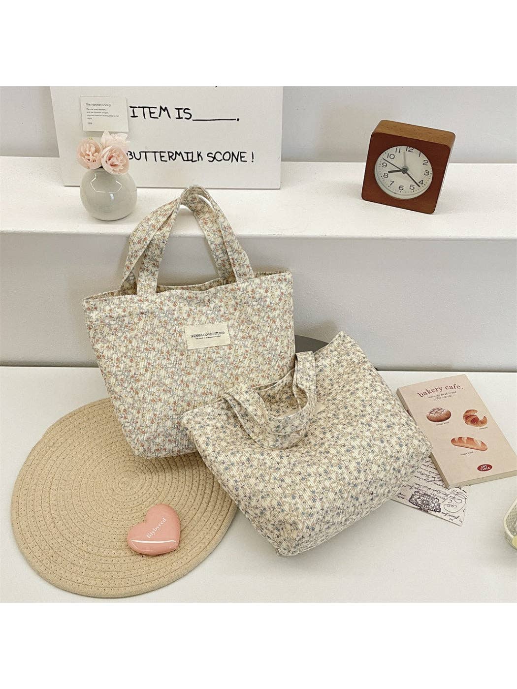 Cosbai - Vintage Floral Everyday Tote