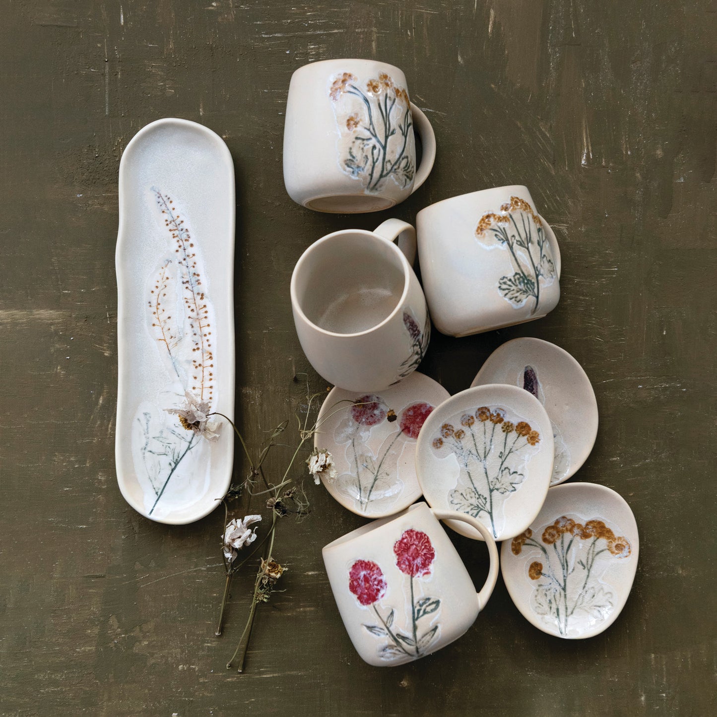 Hand-Painted Stoneware Plate, 4 Styles (Each One Will Vary)