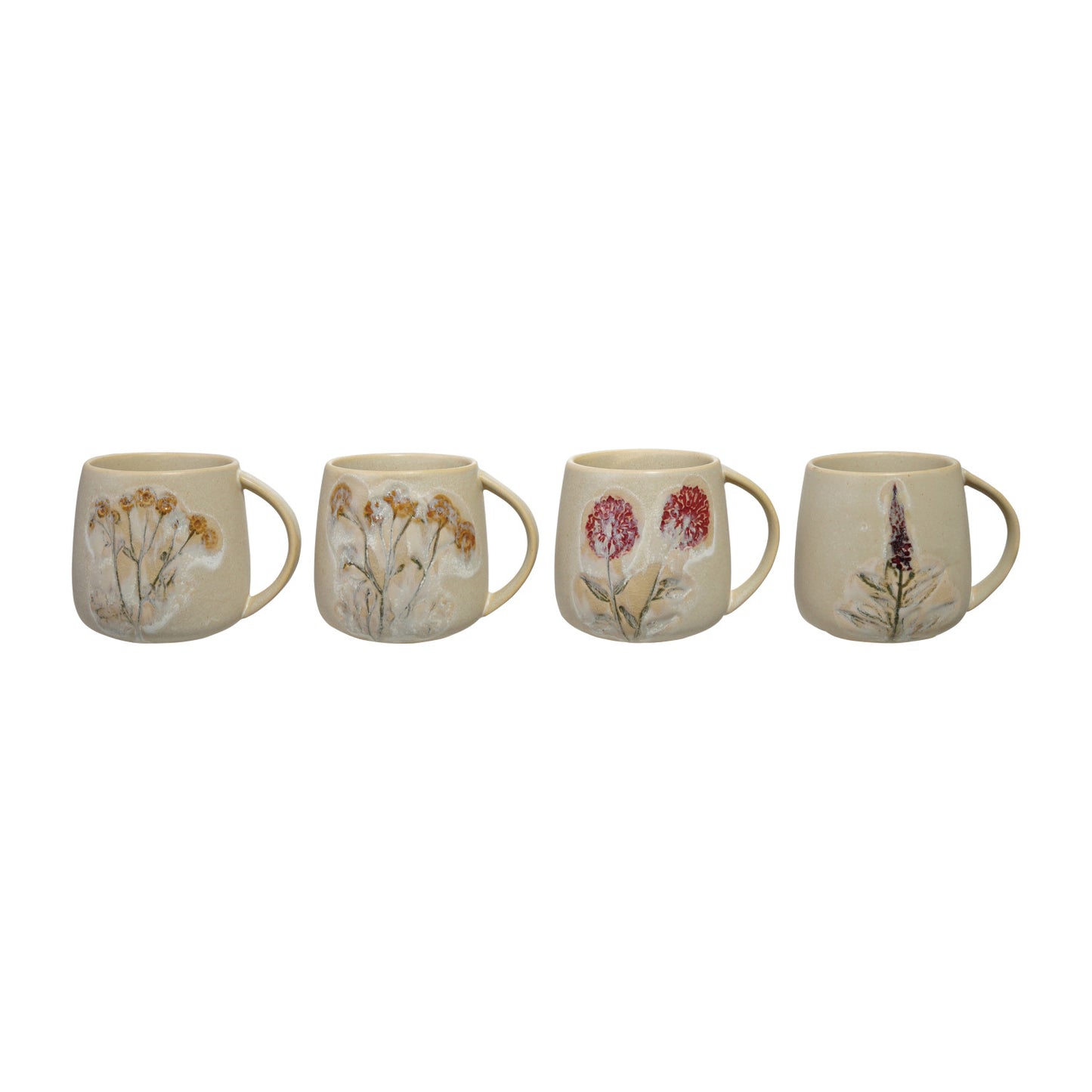 14 oz. Hand-Painted Stoneware Mug, 4 Styles (Each One Will Vary)
