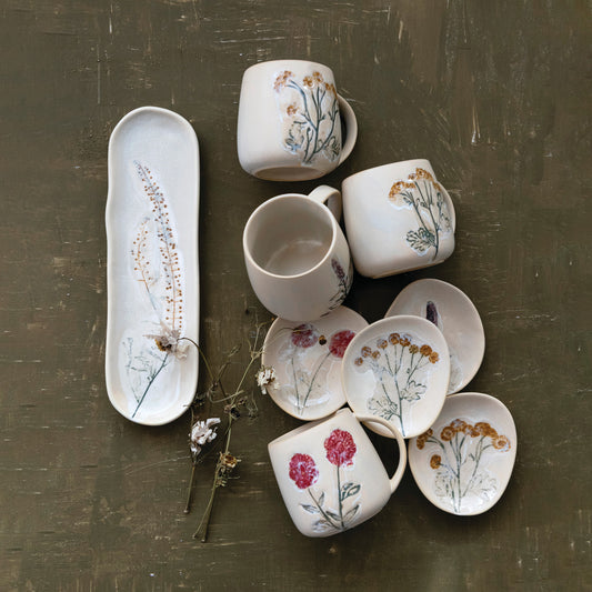 14 oz. Hand-Painted Stoneware Mug, 4 Styles (Each One Will Vary)
