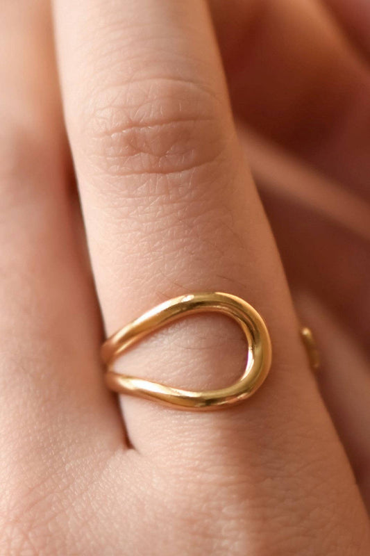 18K Gold Plated Waterproof Stainless Steel Ring - 7891