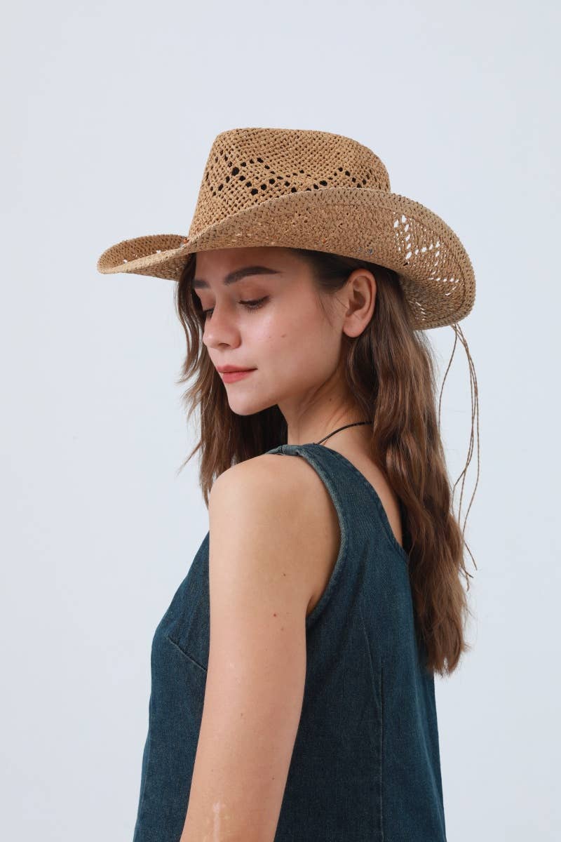 Woven Brim Cowboy Hat: Textured Western Hat