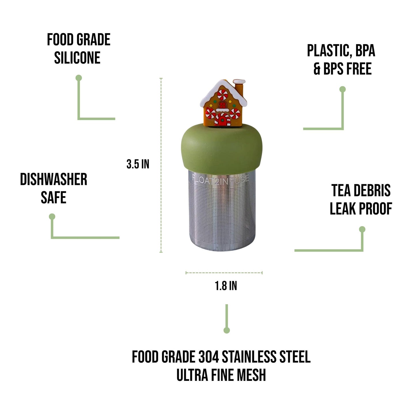 Cute Snail | Floating Tea Infuser | Green Base | Brown