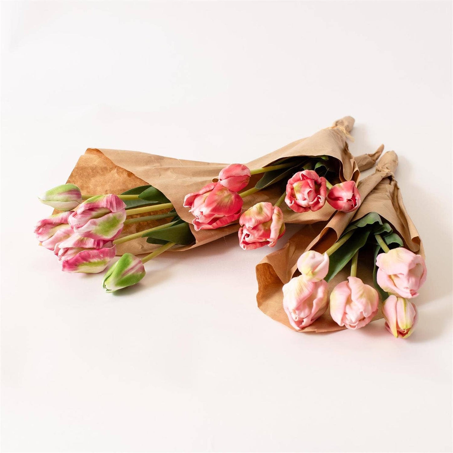 Pink Tulip Real Touch Floral Bunch Wrapped In Paper