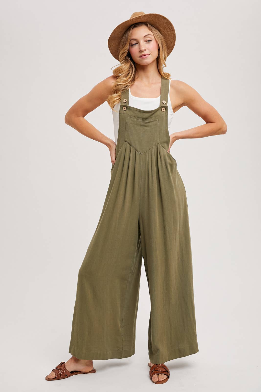 FLOWY WIDE LEG OVERALL JUMPSUIT
