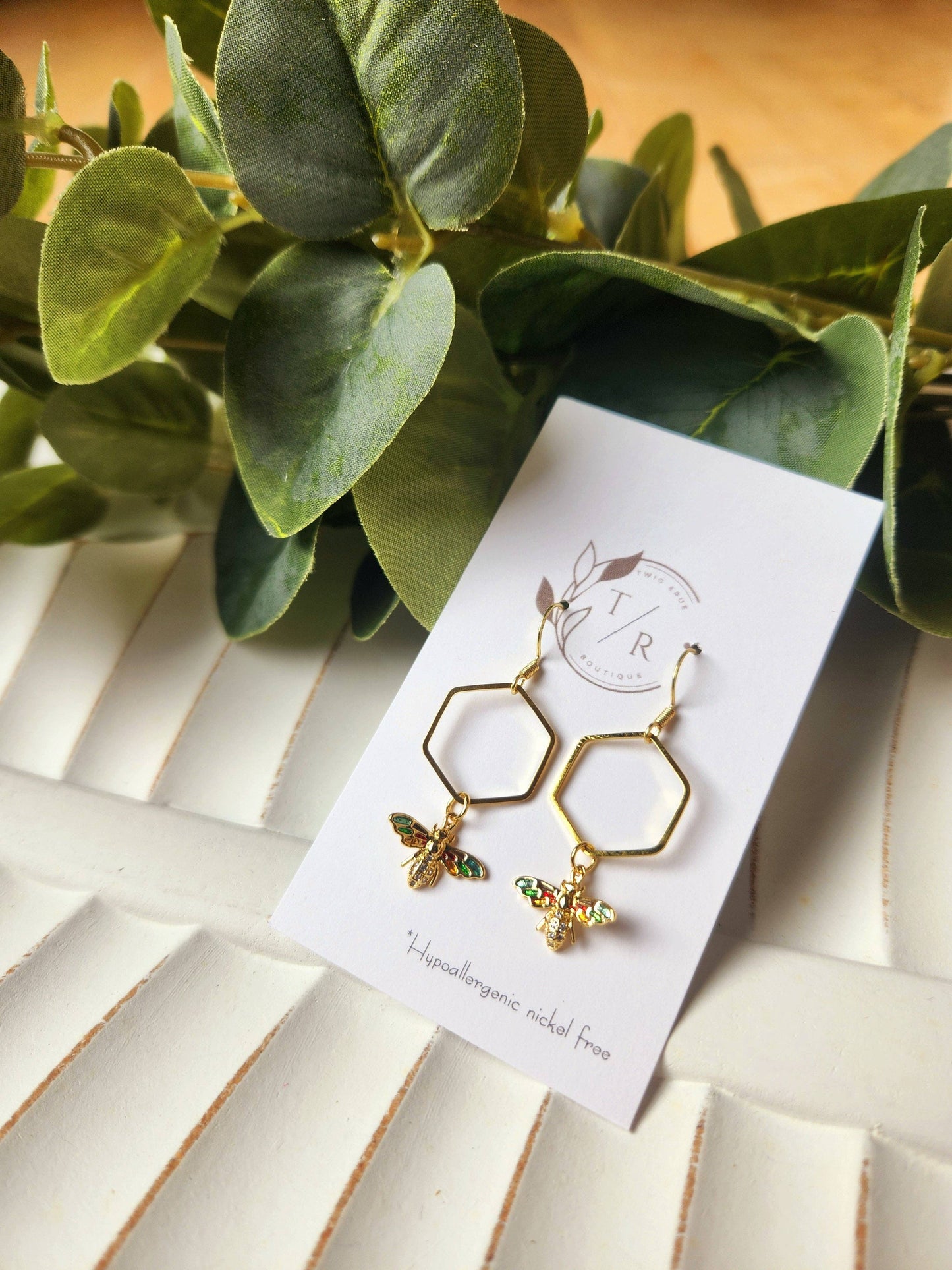 Golden bee earrings