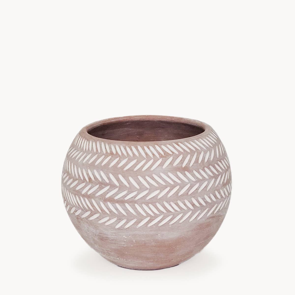 Handmade Pot Planter • Hand Etched Globe Terracotta Pot