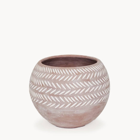 Handmade Pot Planter • Hand Etched Globe Terracotta Pot