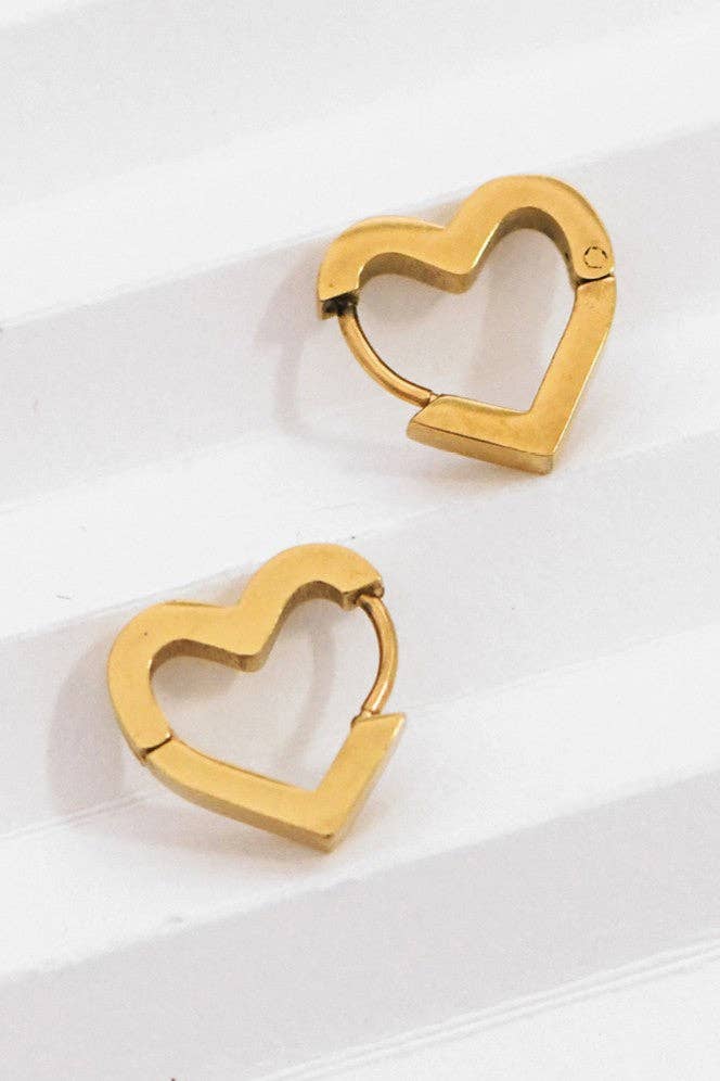 18K Gold Plated Waterproof Stainless Steel Hoop Earrings - 7010