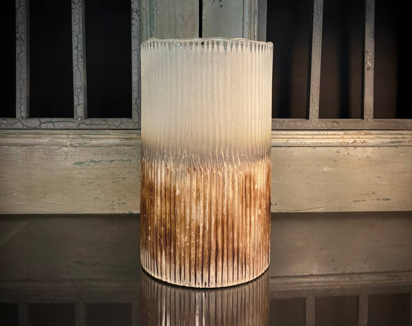 FROSTED BAMBOO VESSEL 6x10"