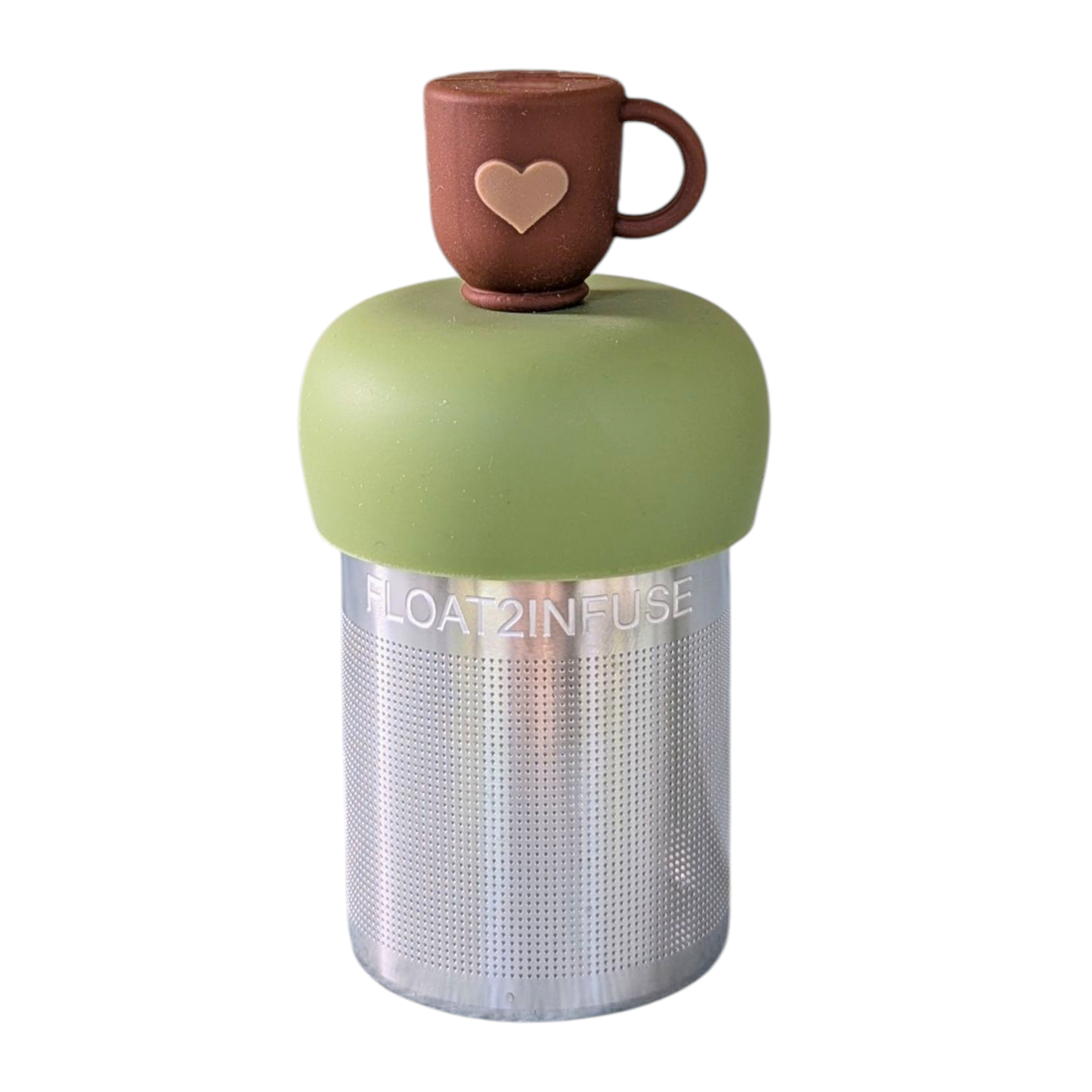 Heart Tea Cup | Floating Tea Infuser | Green Base | Brown