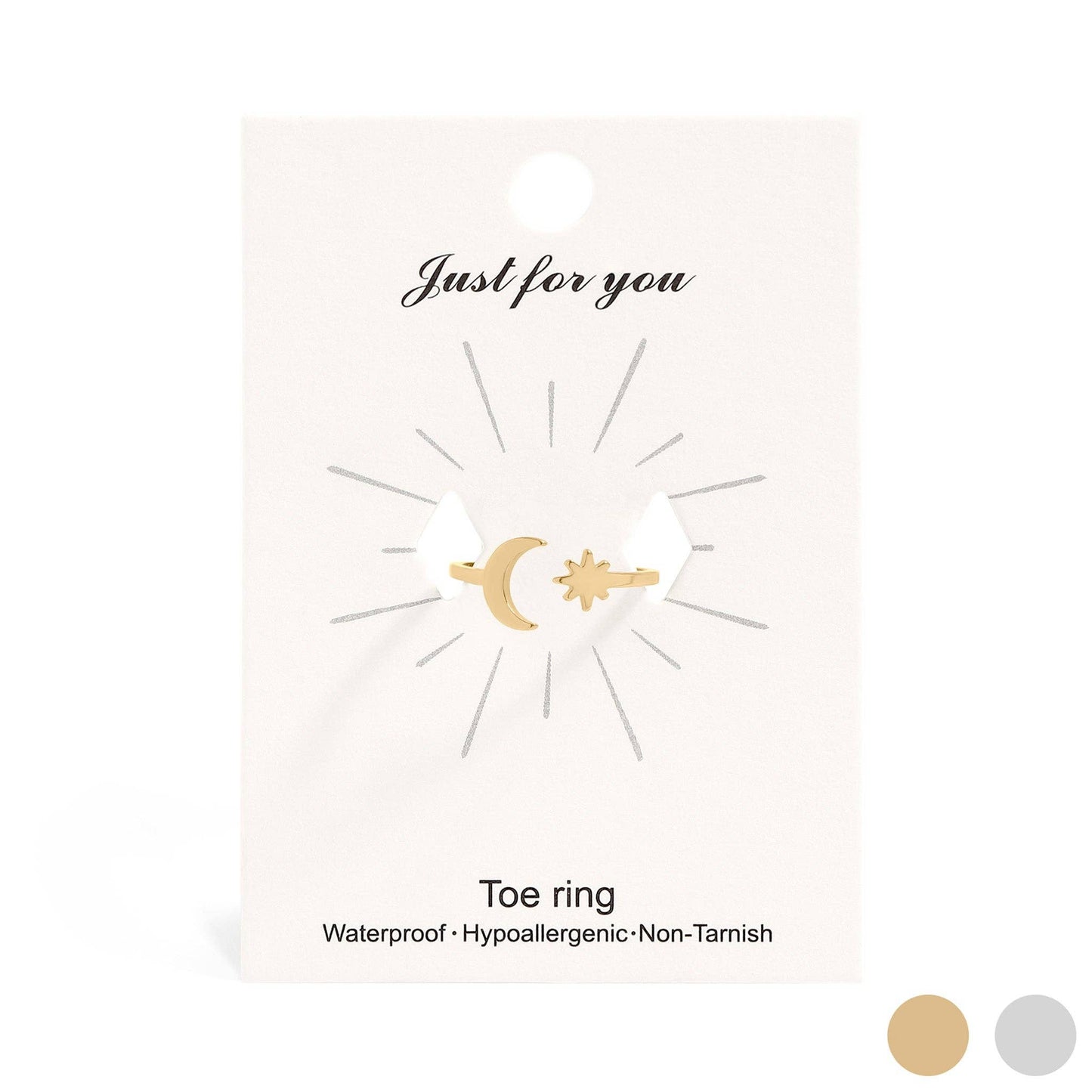 18K Gold PVD Stainless Steel Moon And Star Toe Ring