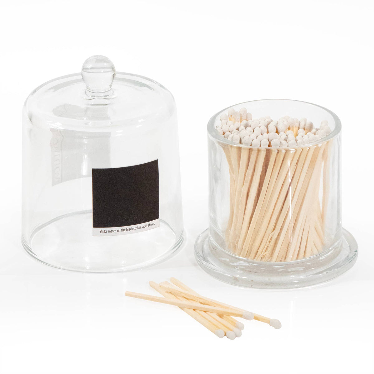 Glass Jar with Lid & 120 Wooden White Matches