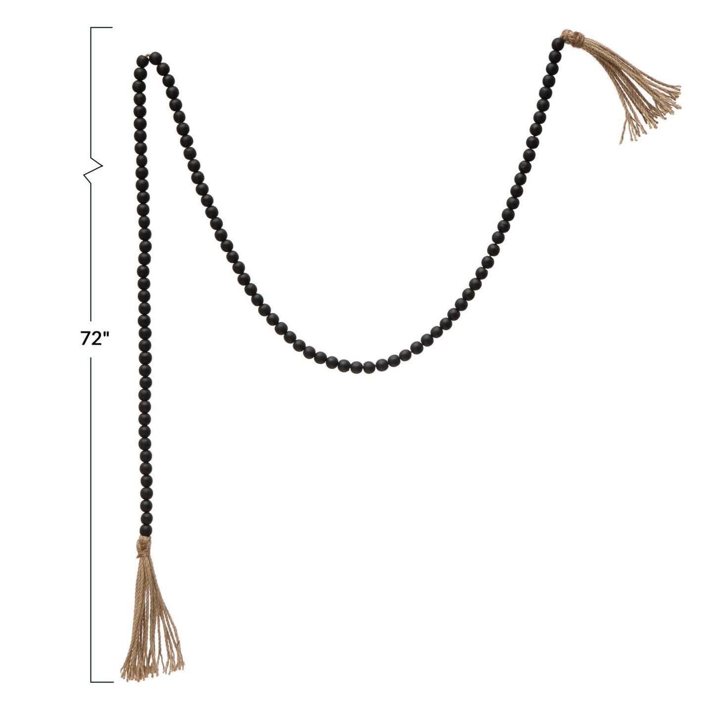 Paulownia Wood Bead Garland with Jute Tassels