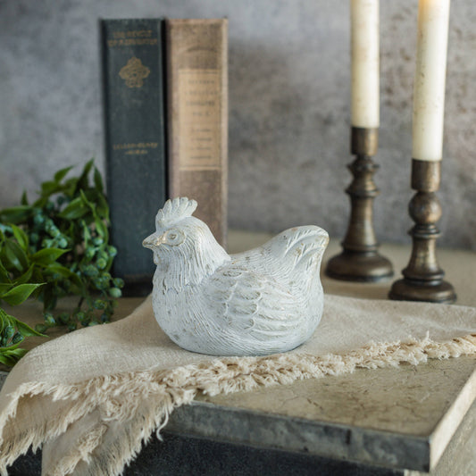 WHITE HEN W/ GOLD FLECKS