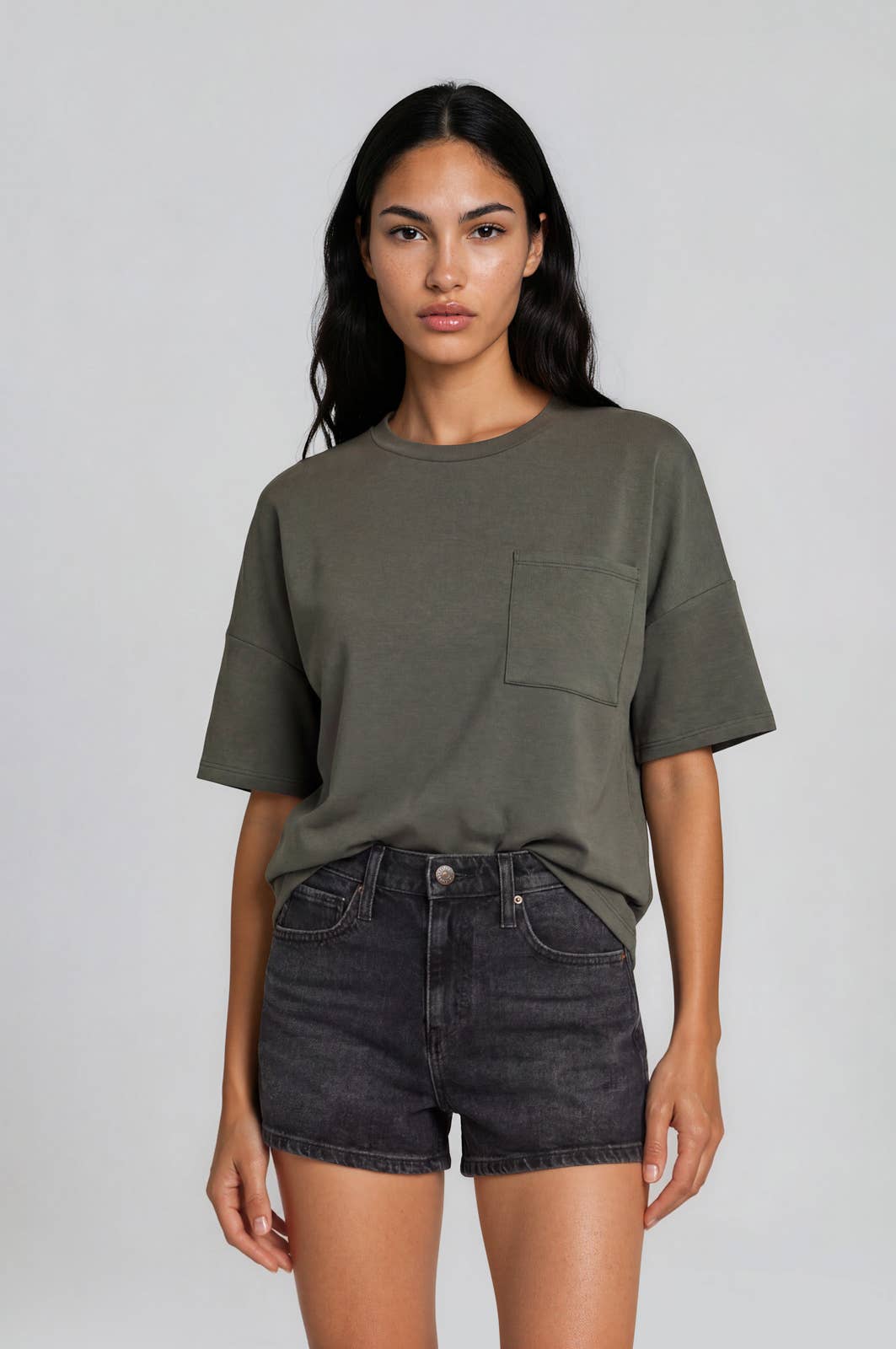Short Sleeve Scuba Crew Neck Pocket Tee