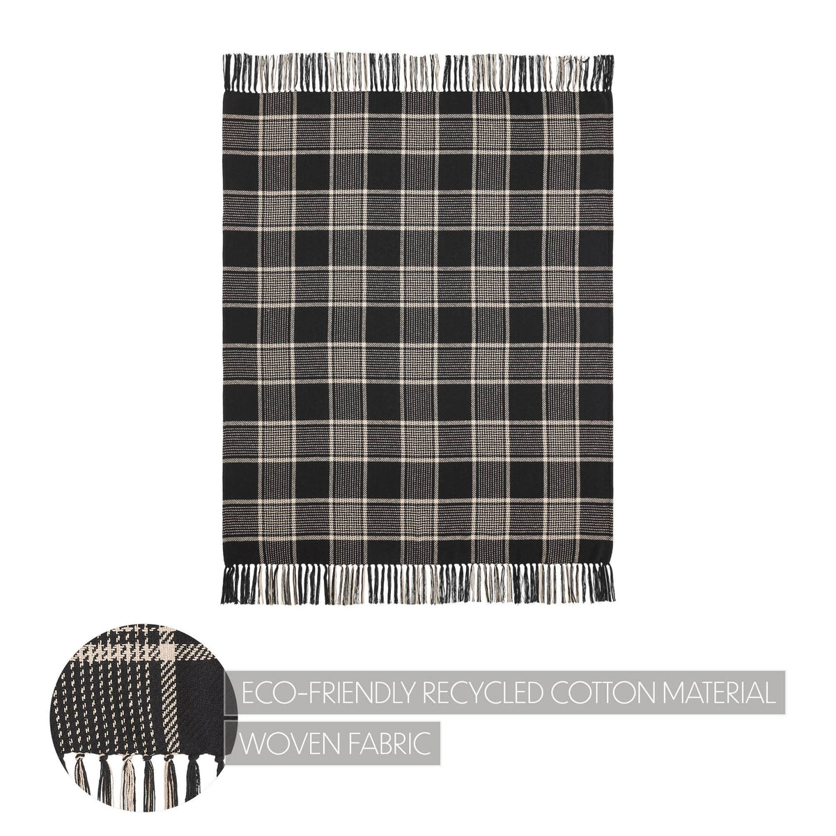 Eston Black Tan Plaid Throw Blanket 50x60 Farmhouse Decor