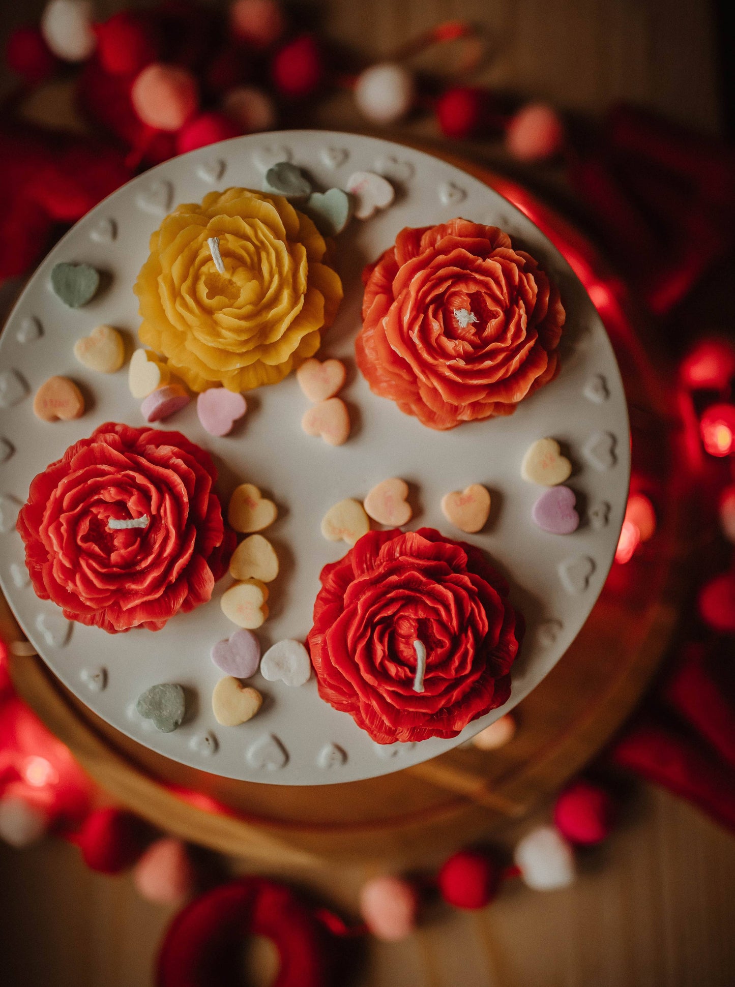 Beeswax peony candles
