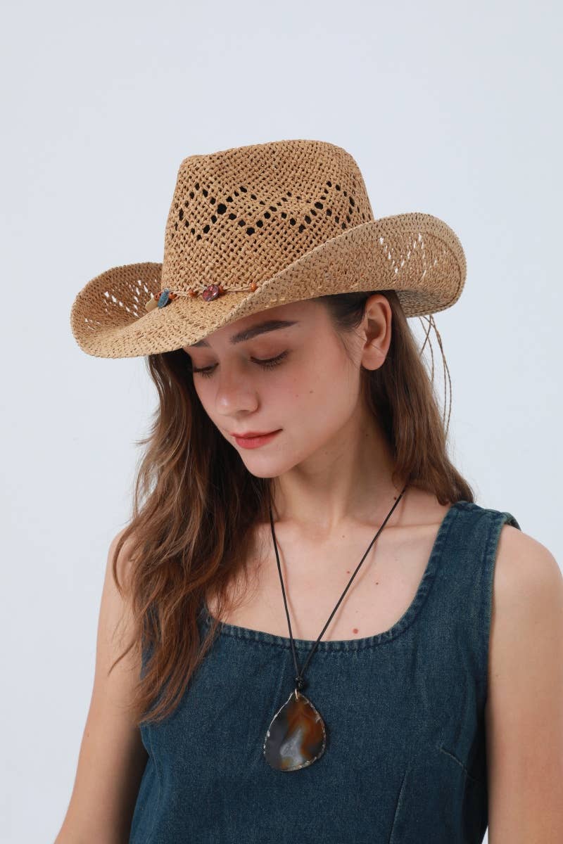 Woven Brim Cowboy Hat: Textured Western Hat