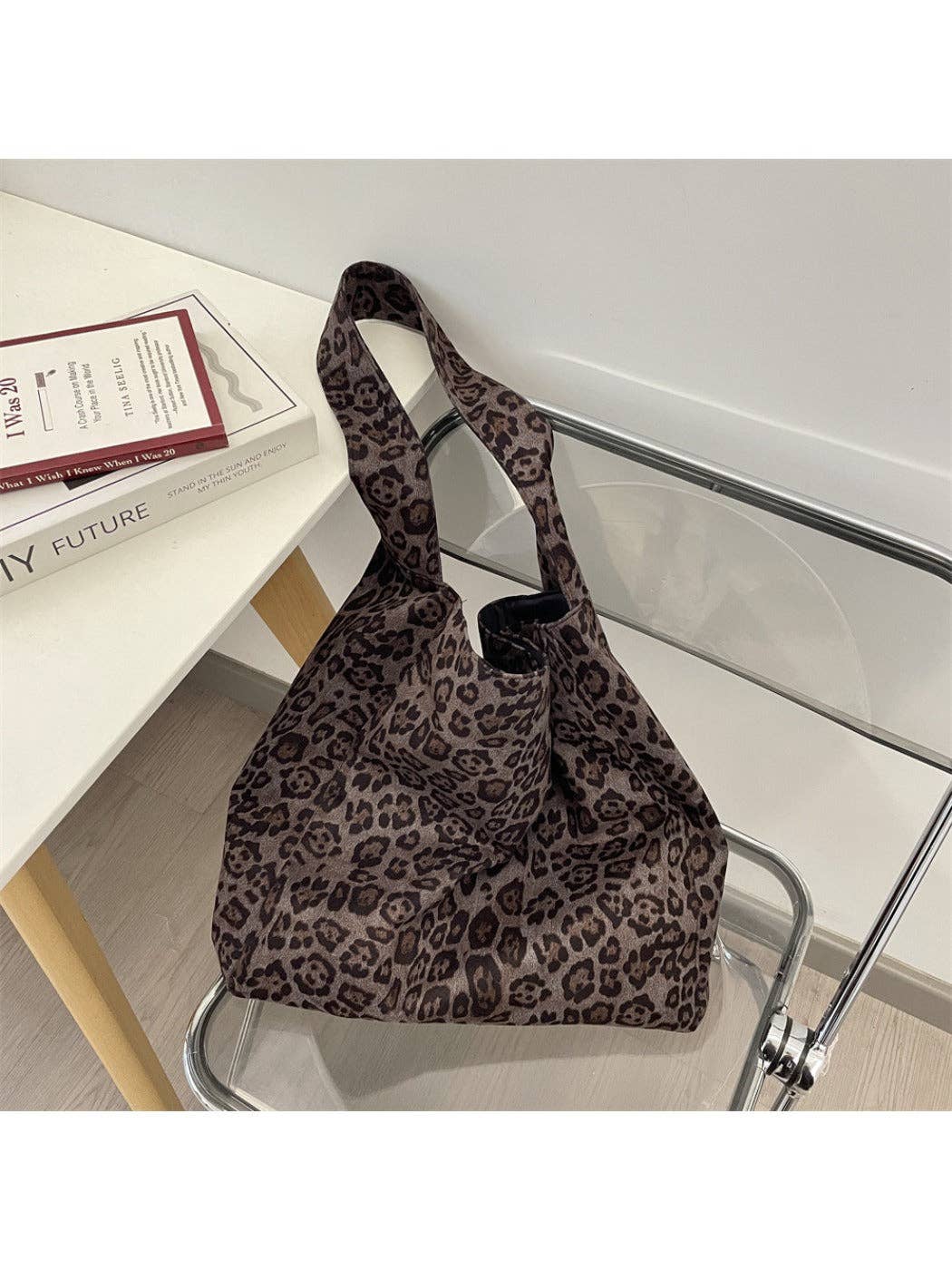 Cosbai - Leopard Print Tote Shoulder Bag