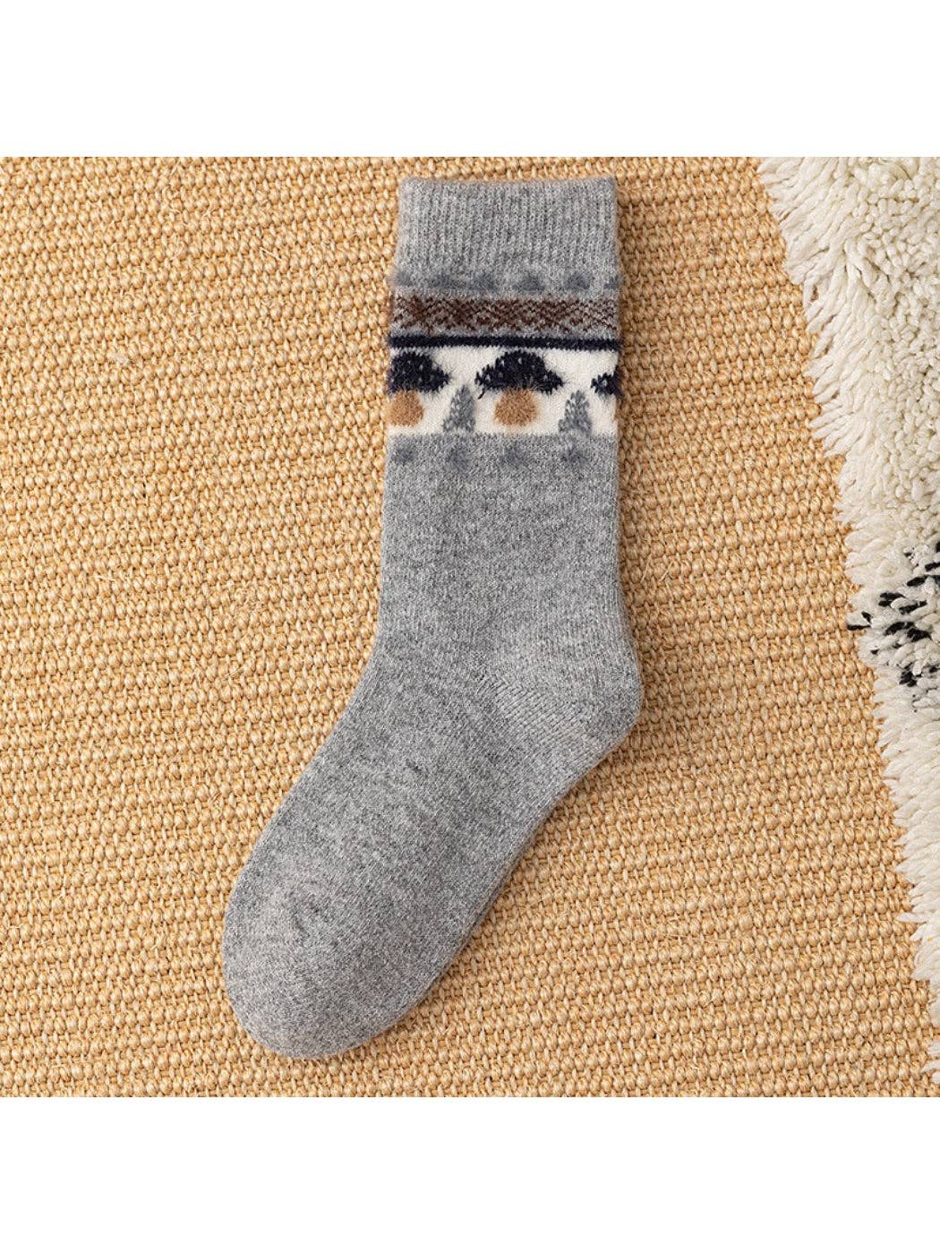 Rufia - Mushroom Pattern Knit Crew Socks