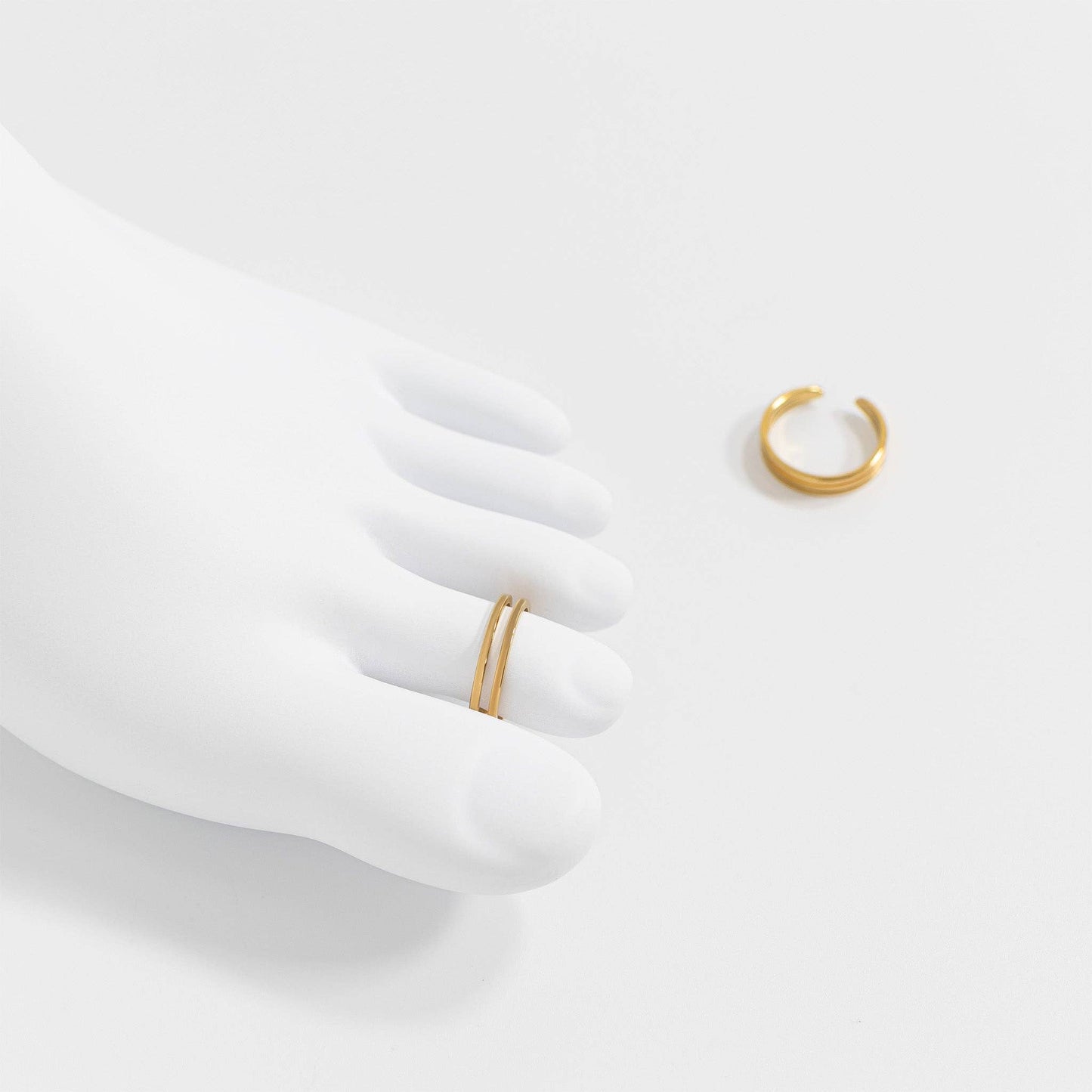 18K Gold PVD Stainless Steel Adjustable Double Bar Toe Ring