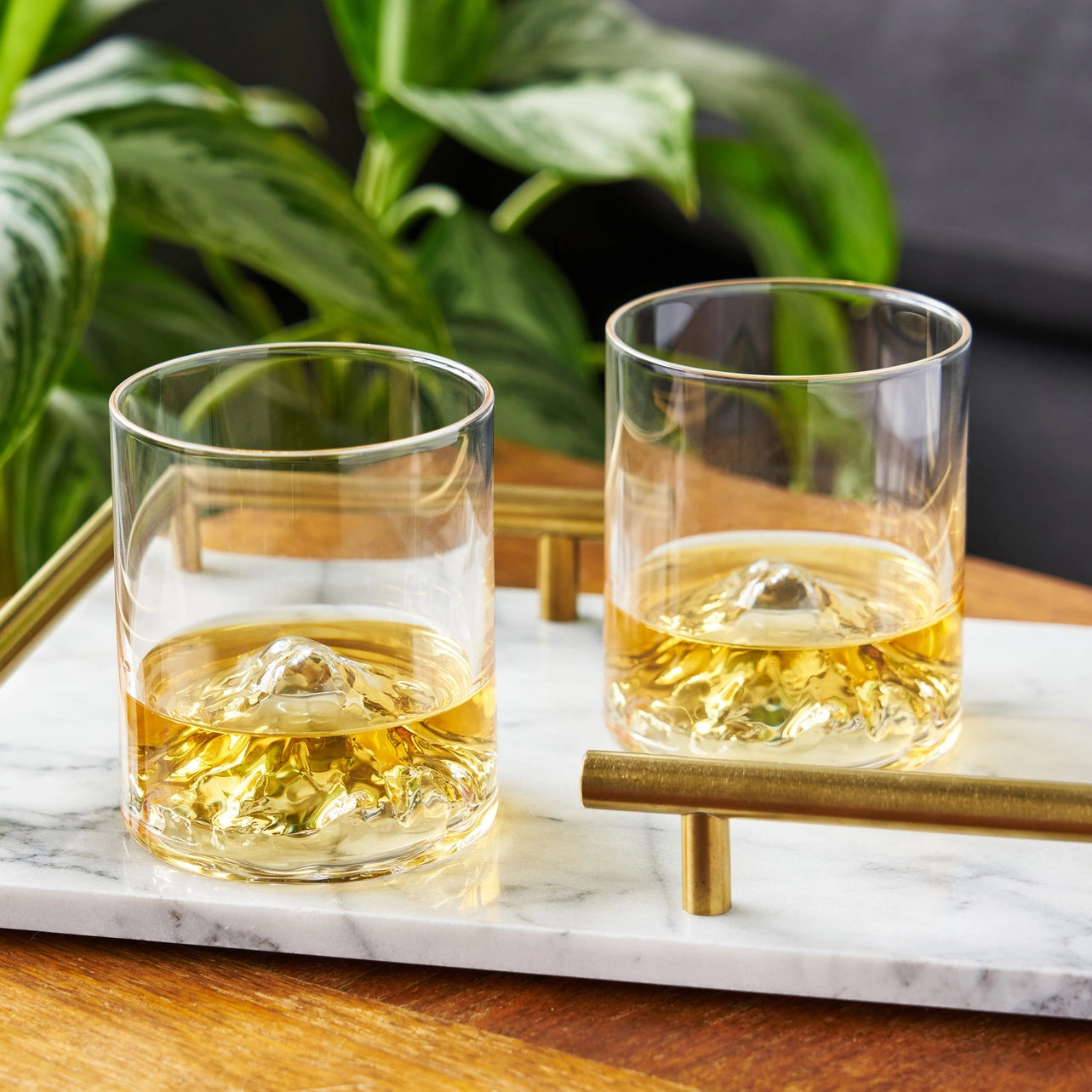 Pacific Northwest Mountain Themed Crystal Tumblers Set of 2