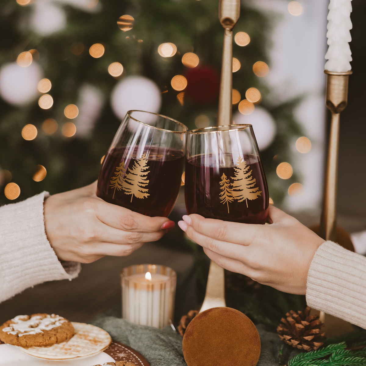 Trees Stemless Wine Glasses, Boxed Set of 2