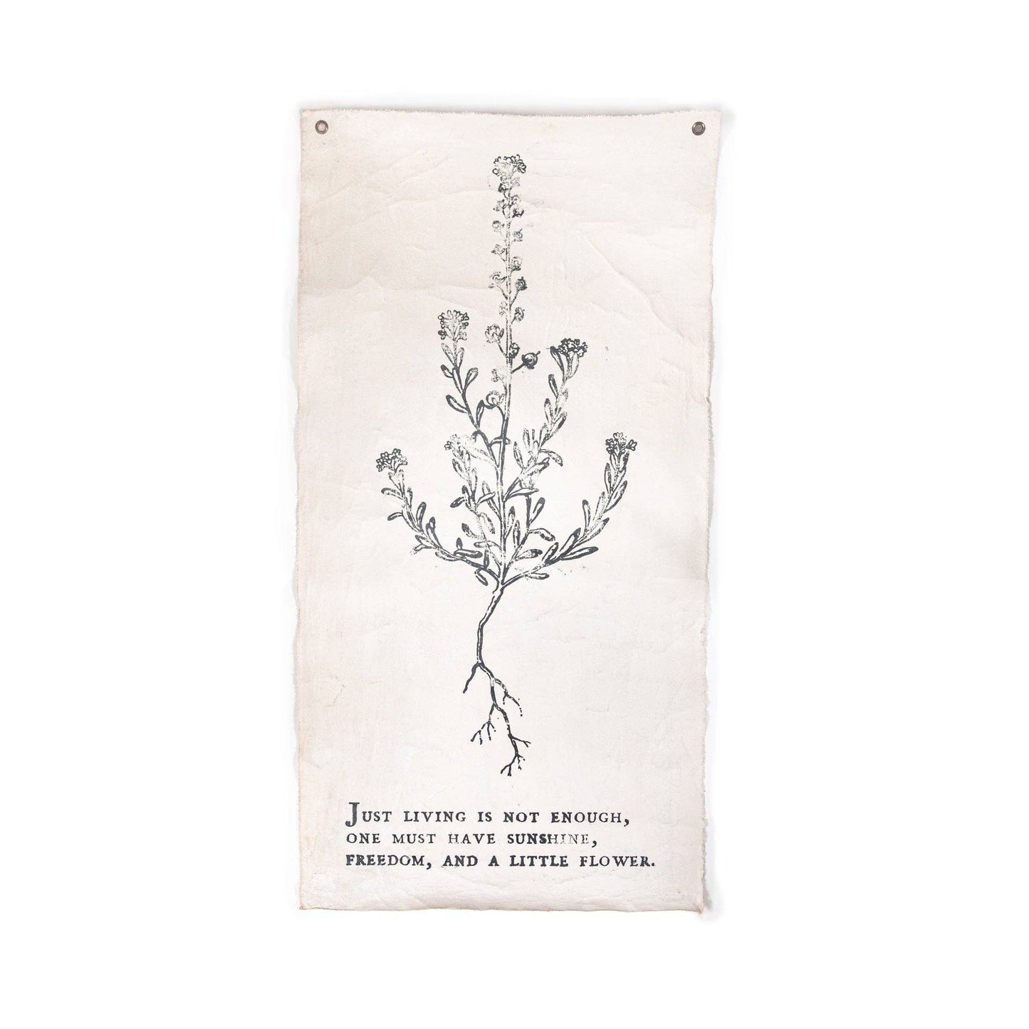 Just Living Is Not Enough - Botanical Hand Painted Wall Hanging  32"x63"