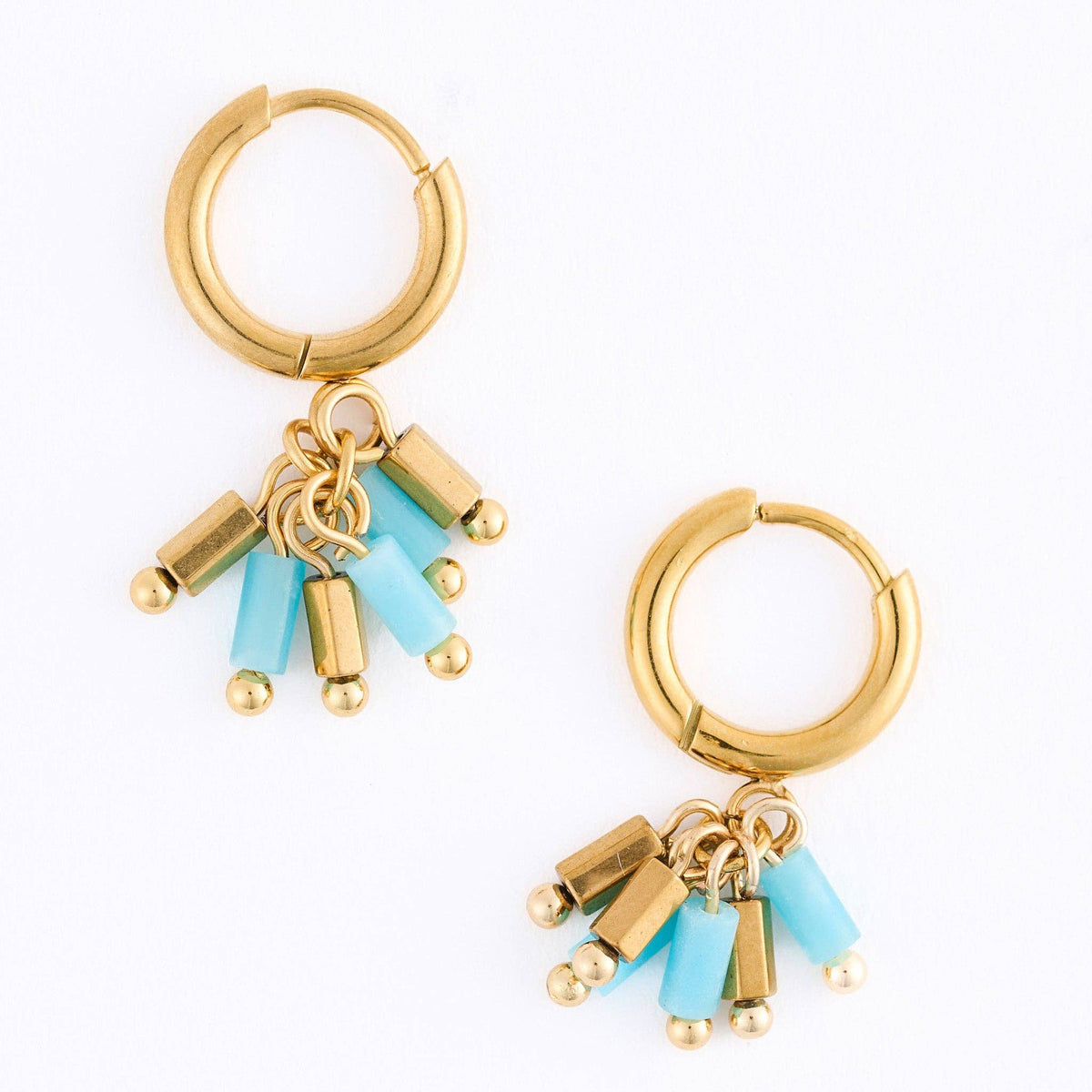 Kyanite Earrings Hoop Beaded Waterproof Narelle Gold