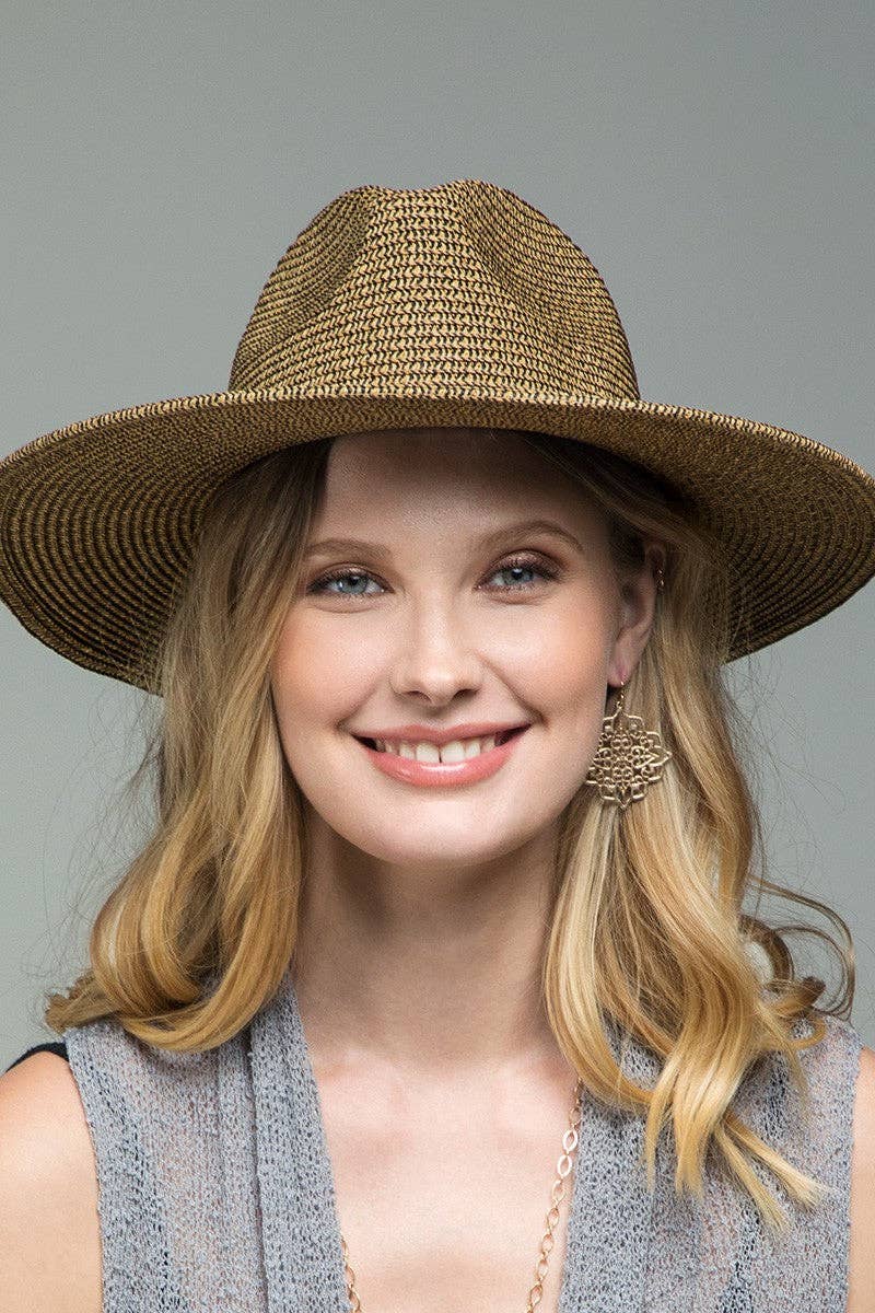 Duo-Tone Panama Hat with Wood Beads